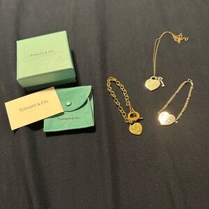 Tiffany & Co. Gold Heart Bracelet Set